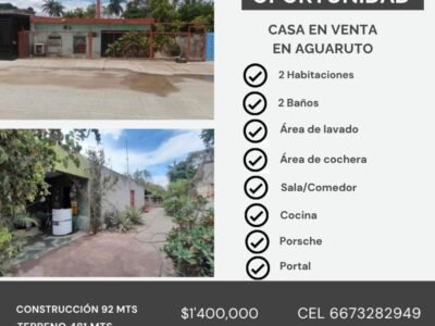 Oportunidad Casa en Aguaruto, Culiacán